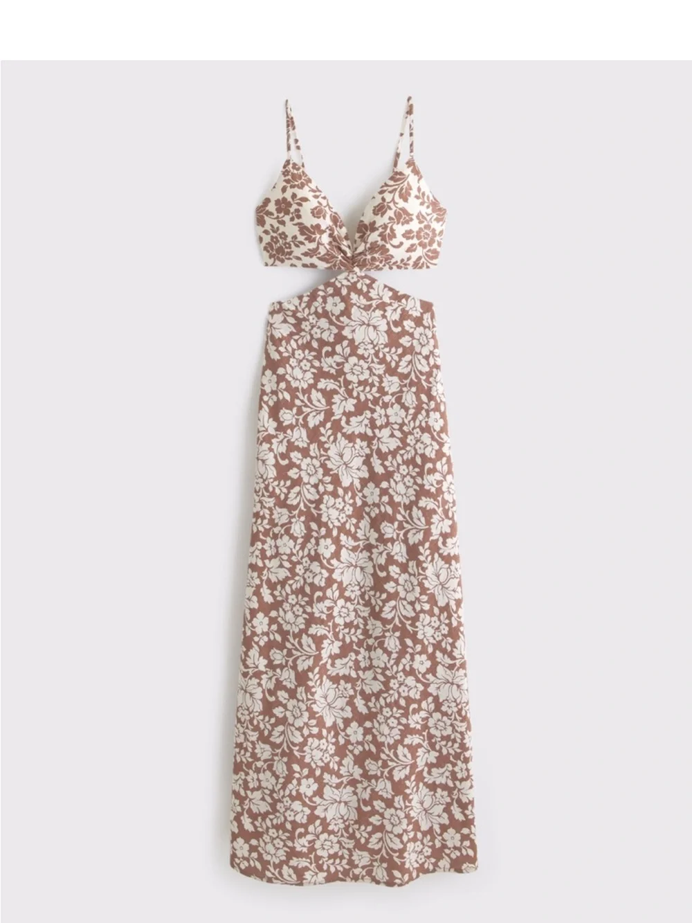 NWT Abercrombie & Fitch Julia Slip Cutout Maxi Dress in Brown Floral - XL Petite